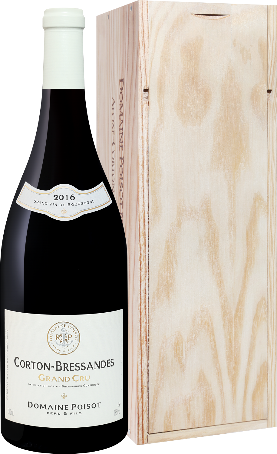 Вино Corton-Bressandes Grand Cru AOC Domaine Poisot Pere & Fils (gift box) Кортон-Брессанд Гран Крю AOC Домен Пуазо Пер э Фис в подарочной упаковке 2017 1.5 л