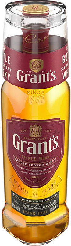 Грантс Трипл Вуд купажированный шотландский виски со стаканом и каплеуловителем 0.75 л