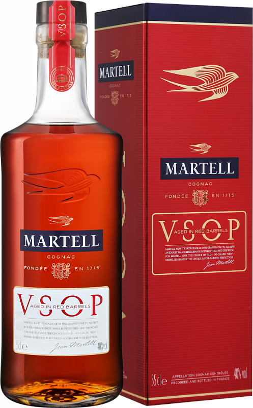 Мартель VSOP Эйджд ин Ред Баррелс в подарочной упаковке 0.35 л