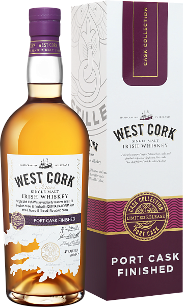 West Cork Small Batch Port Cask Finished Single Malt Irish Whiskey (gift box), 0.7 л в Красноярске